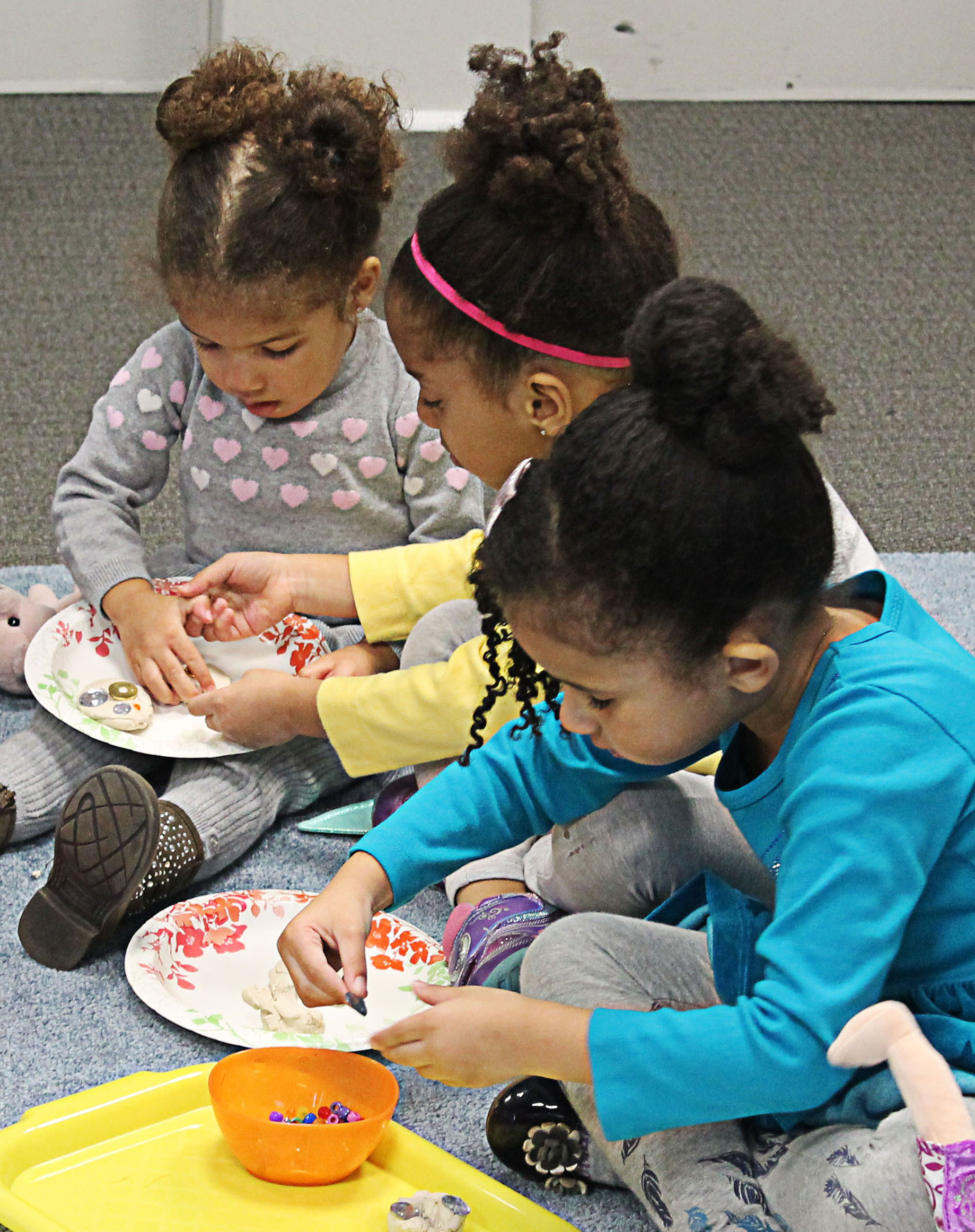 preschoolers working on an art project