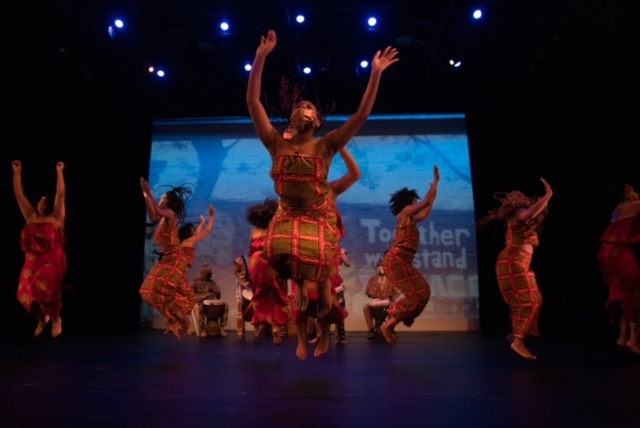 Dancers from Coyaba mid-performance